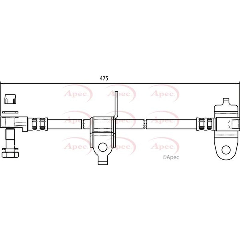 Apec Brake Hydraulic Hose Line Front Left fits Ford Transit 2000-2006