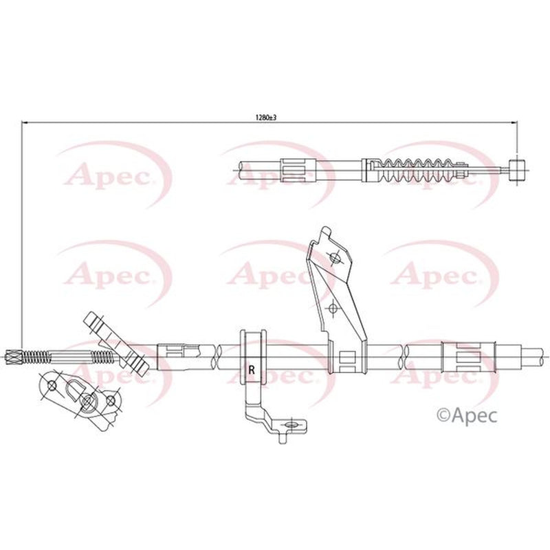 Apec Handbrake Cable Right Rear fits Toyota Rav 4 2000-2005 2.0