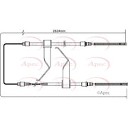 Apec Handbrake Cable Left Rear fits Ford Transit 1991-2000 2.0 2.5