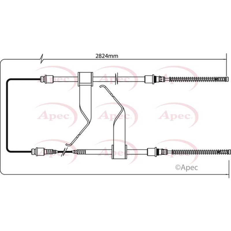 Apec Handbrake Cable Left Rear fits Ford Transit 1991-2000 2.0 2.5