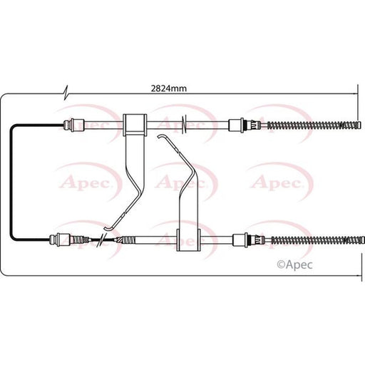 Apec Handbrake Cable Left Rear fits Ford Transit 1991-2000 2.0 2.5