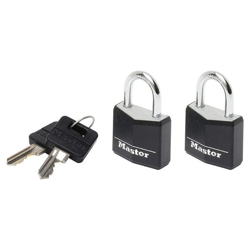 Master Lock Aluminium Black Vinyl Cover 20mm Padlock 3-Pin - Keyed Alike x 2 Master Lock - Dynamic Drive