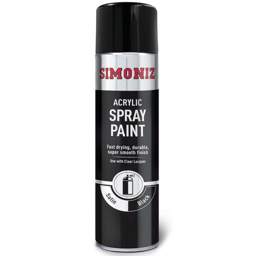 Simoniz Large Satin Black Acrylic Aerosol Car Spray Paint 500ml SIMP16D Simoniz - Dynamic Drive