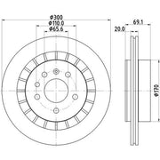 Mintex 2 x Externally Vented Brake Discs fits Saab 9-5 1998-2009 2.3 3.0