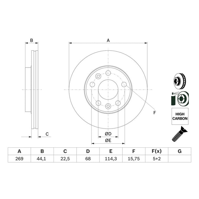 Bosch Front Brake Vented Discs & Pads fits Renault Megane IV Grand 2016 on 1.6