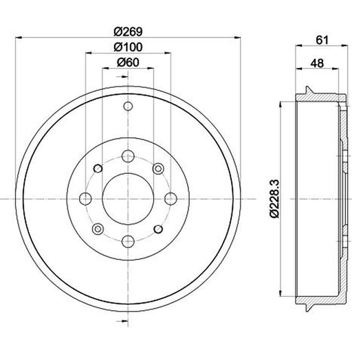 Mintex Brake Drum Assembly Rear fits Fiat Grande Punto 2005-2015 1.3 1.4