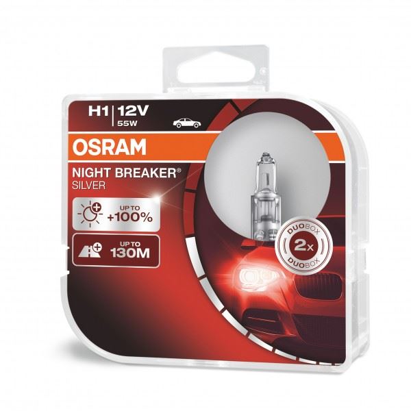 Osram Performance Bulbs - H1 Up To +100% More Brightness - (448) P14.5s - Halogen - NIGHT BREAKER SILVER Osram  - Dynamic Drive