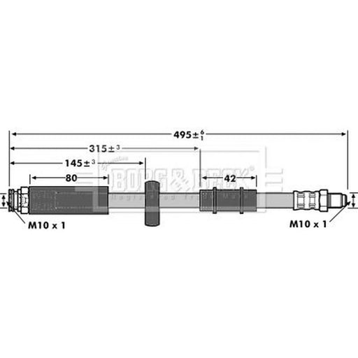 Borg & Beck Brake Hydraulic Hose Line Front BBH6909