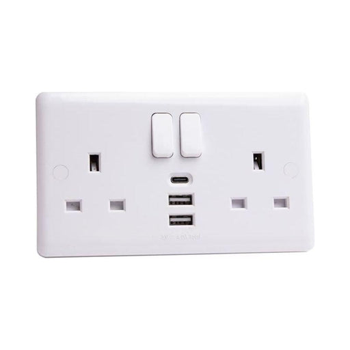Deta Vimark Switched Socket 2-Gang + 3 USB Ports 13A Deta Vimark - NN4 Online