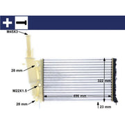 Mahle Engine Radiator fits Fiat Punto 1993-2000 1.1 1.2