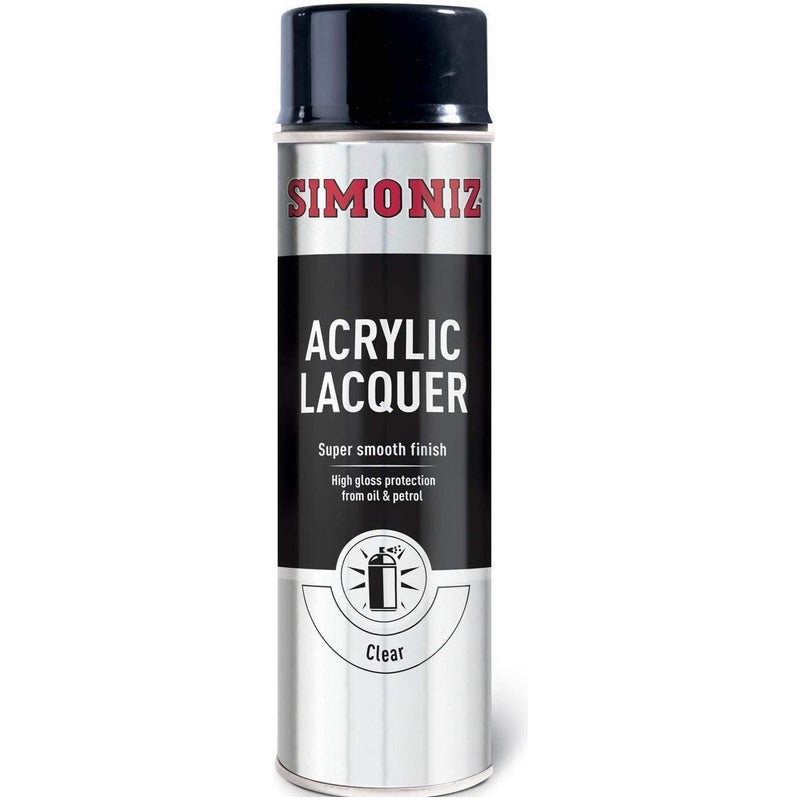 Simoniz Clear Acrylic Lacquer Smooth High Gloss Aerosol Spray Paint 500ml Simoniz - Dynamic Drive