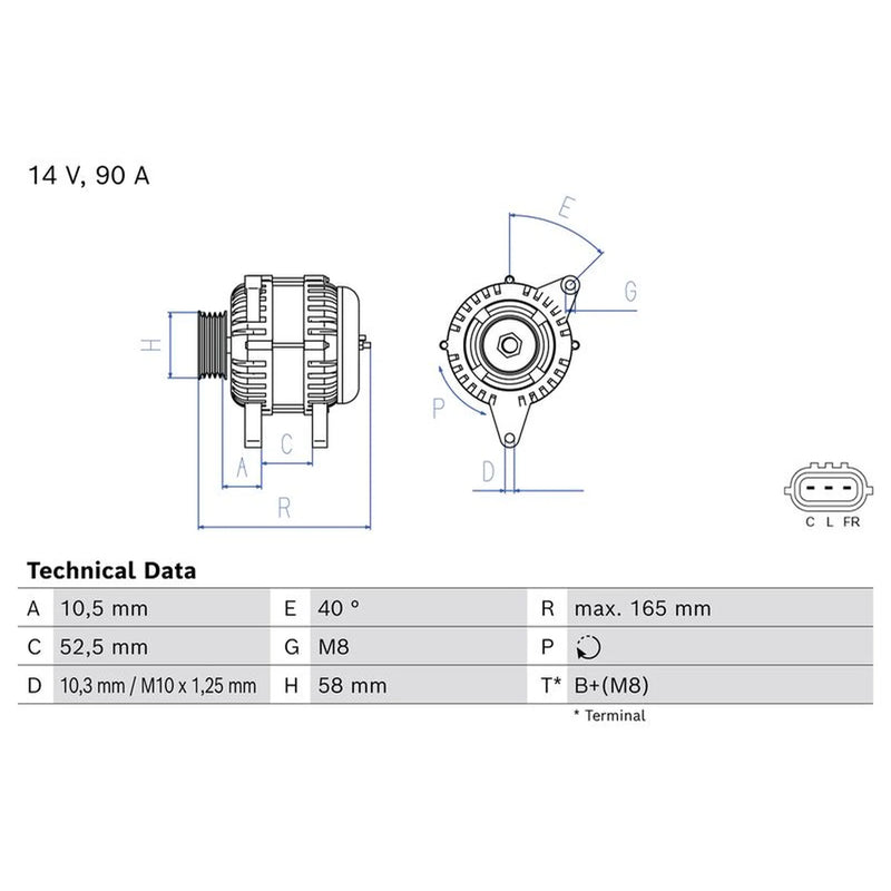 Bosch Car Alternator 12V fits Hyundai I10 II 2013-2019 1.0