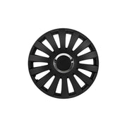 4x Black Matt Wheel Trims Hub Caps 16" Covers in Silver Ring  - Dynamic Drive
