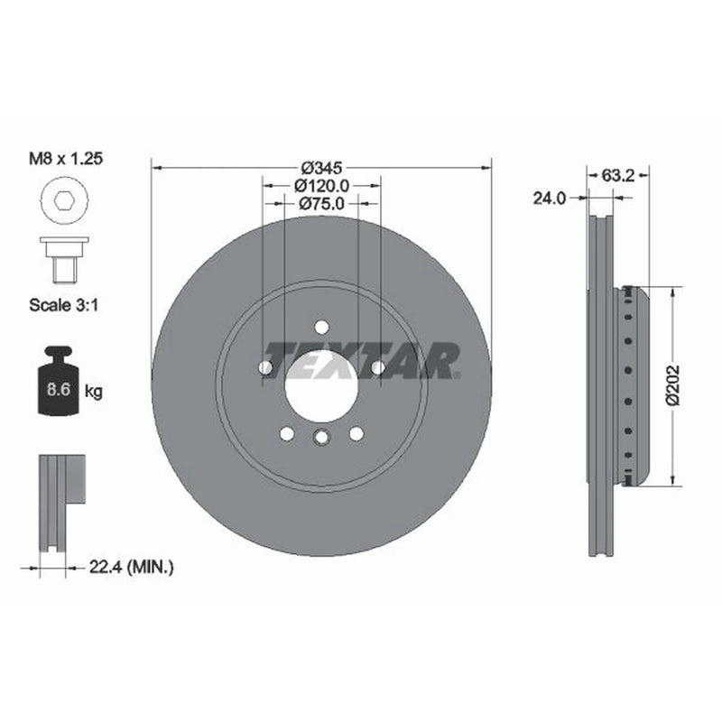 Textar 2 x Two-Piece Rear Brake Disc Brake Discs 92182525-x2
