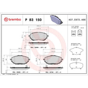 Brembo 4 x Front Brake Pad Set fits Toyota Auris 2012-2018 1.2 1.3 1.4 1.6 1.8