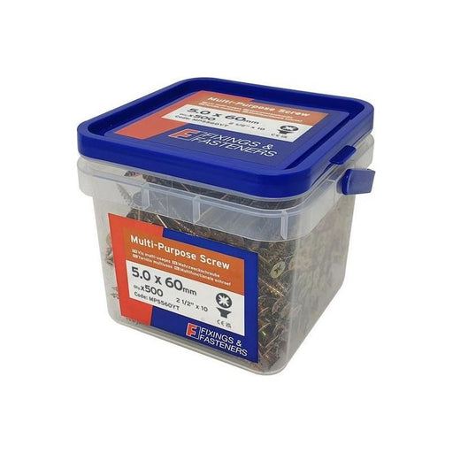 Forgefix Multi-Purpose Pozi Compatible Screw CSK ST ZYP 5.0 x 60mm Tub 500 ForgeFix - NN4 Online