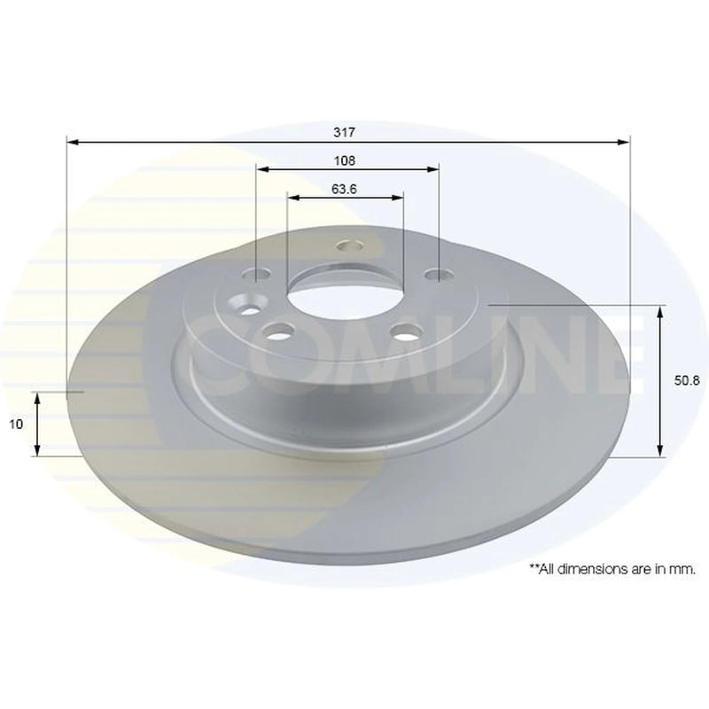 Comline 2 x Brake Discs fits Land Rover Range Rover Evoque 2011-2019 2.0 2.2