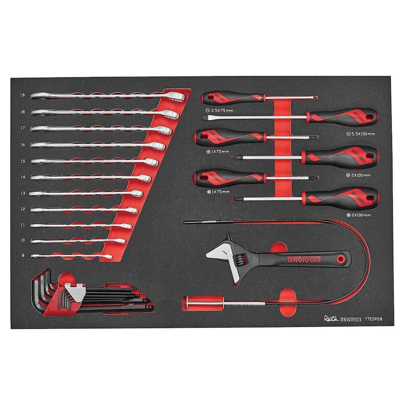 Teng Tools 26" Classic Cabinet FOAM Tool Kit 179 Pieces Red Teng Tools - Dynamic Drive