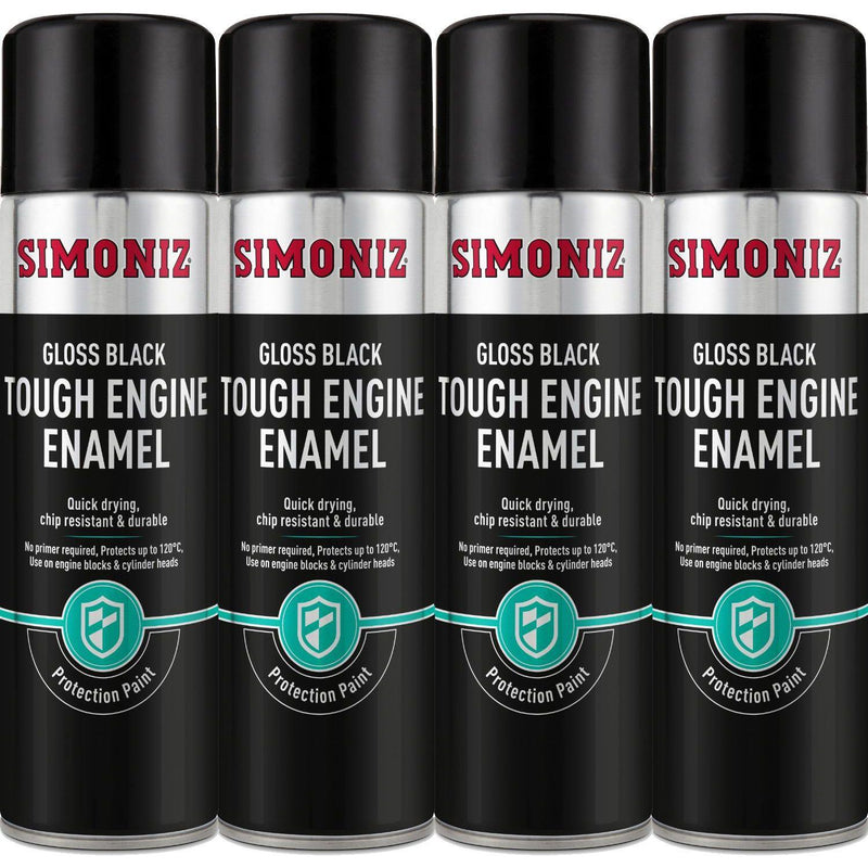4x Simoniz Gloss Black Tough Car Spray Protection Paint Aerosol Durable 500ml Simoniz - NN4 Online 