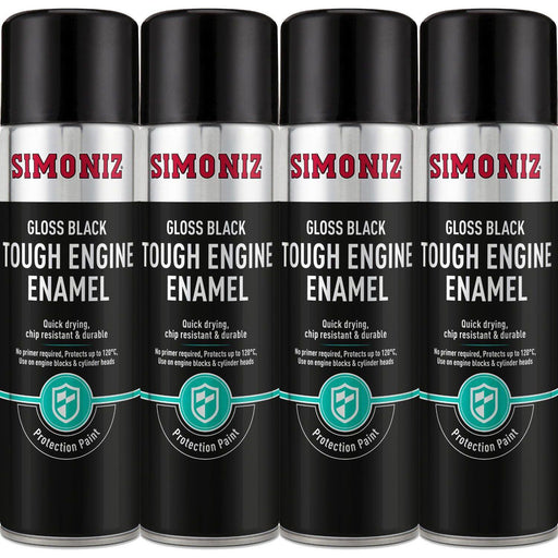 4x Simoniz Gloss Black Tough Car Spray Protection Paint Aerosol Durable 500ml Simoniz - NN4 Online 