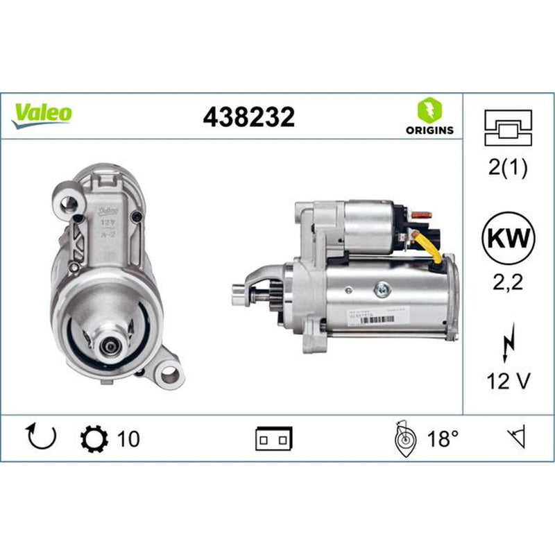 Valeo Starter Motor 12V 2.2kW 10 Teeth 438232