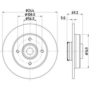 Mintex 2 x Solid Rear Brake Discs MDC2879C-x2