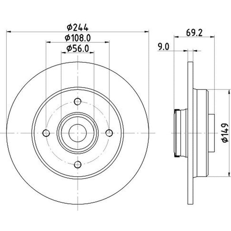 Mintex 2 x Solid Rear Brake Discs MDC2879C-x2