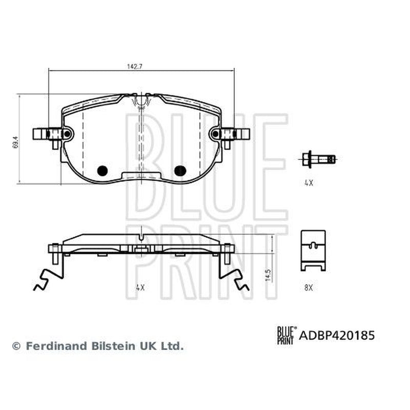 Blue Print Front Brake Pad Set fits Audi Q4 E-Tron 2021 on