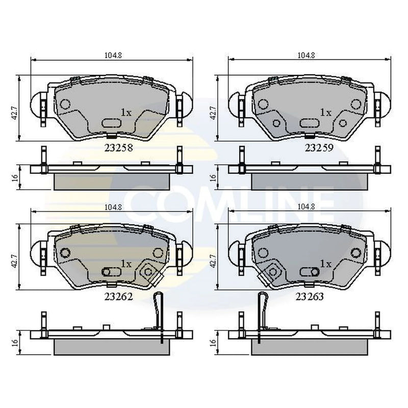 Comline 4 x Rear Brake Pad Set fits Chevrolet Zafira 2001-2012 2.0