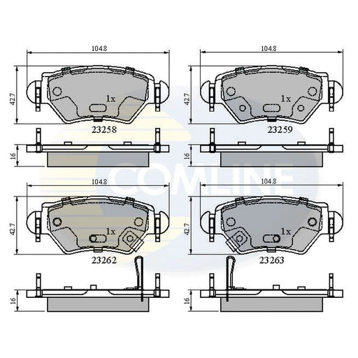 Comline 4 x Rear Brake Pad Set fits Chevrolet Zafira 2001-2012 2.0