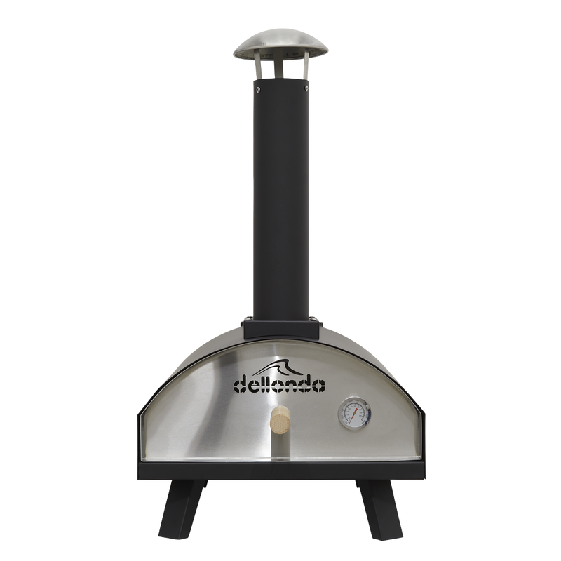 Dellonda Portable Wood-Fired 14" Pizza Oven and Smoking Oven Black/Stainless Steel Dellonda  - Dynamic Drive