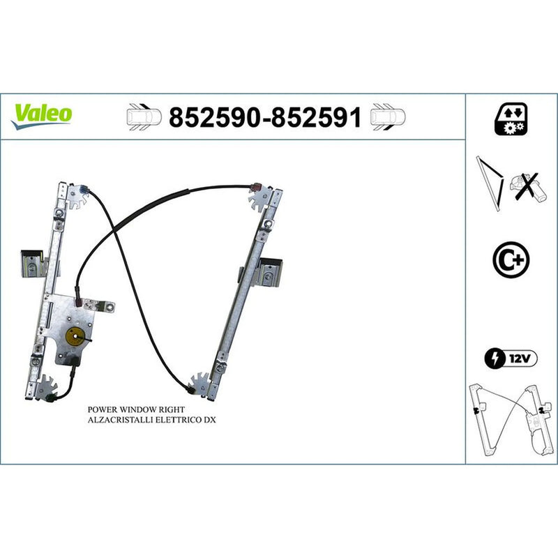 Valeo Electric Window Regulator Lifter Left Front 852590