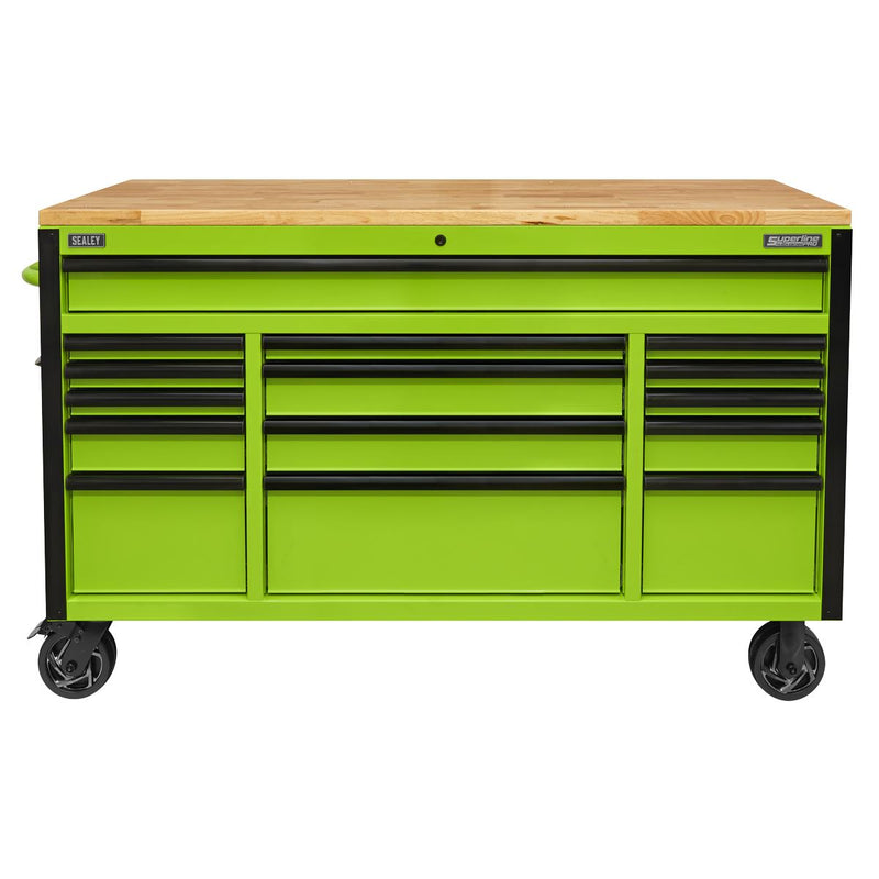 Superline PRO Black Edition Mobile Trolley with Wooden Worktop 15 Drawer 1549mm Superline Pro - Dynamic Drive