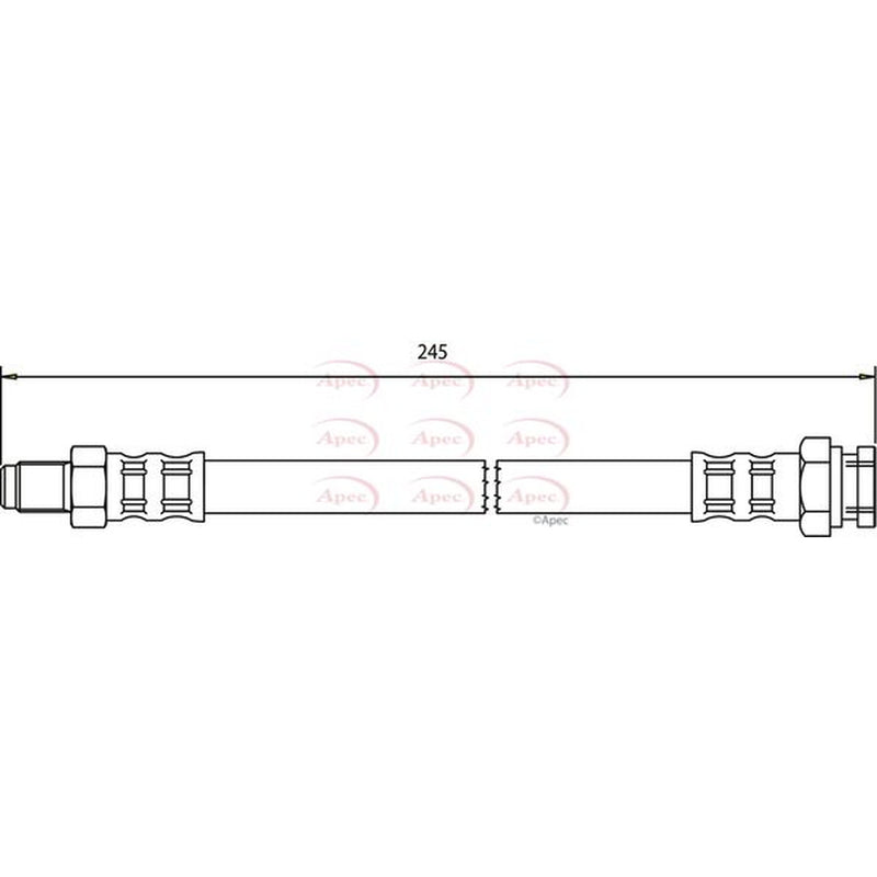 Apec Brake Hydraulic Hose Line Rear fits Abarth 500 / 595 / 695 2008 on 1.4