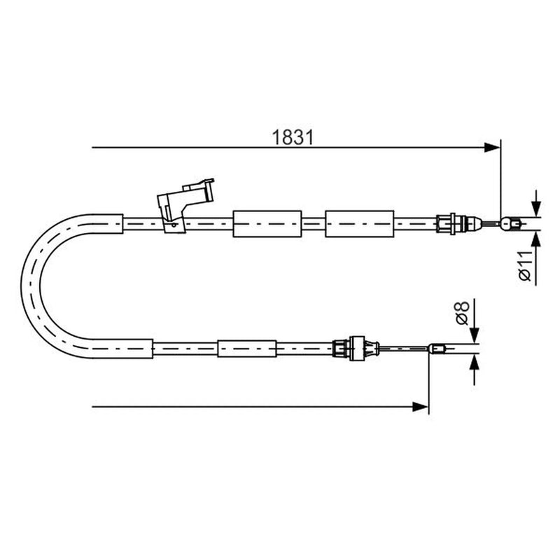 Bosch Handbrake Cable Left Rear fits Mazda 3 2003-2009 1.3 1.6 2.0