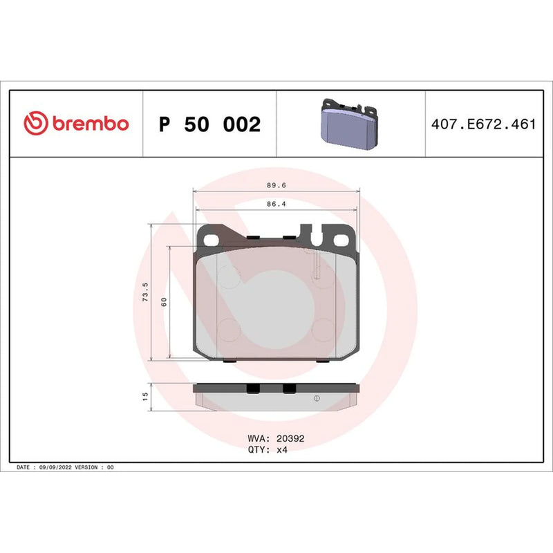 Brembo 4 x Front Brake Pad Set fits Deutz-Fahr Dx 1978-1982