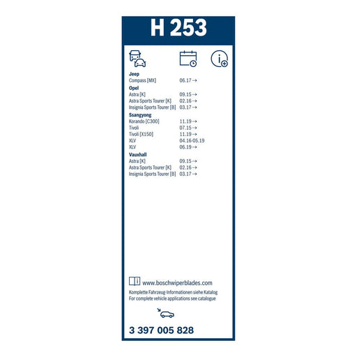 Bosch Conventional Wiper Blade 250mm — H253 fits Kg Mobility Korando 2023 on 1.5