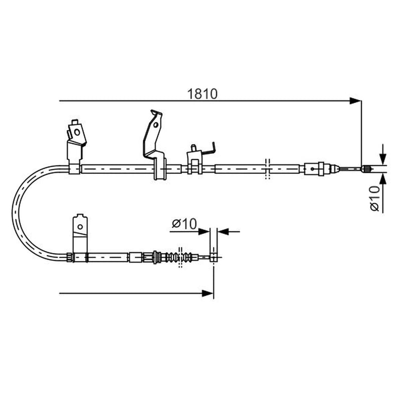 Bosch Handbrake Cable Right Rear fits Mazda 5 2005-2010 1.8 2.0