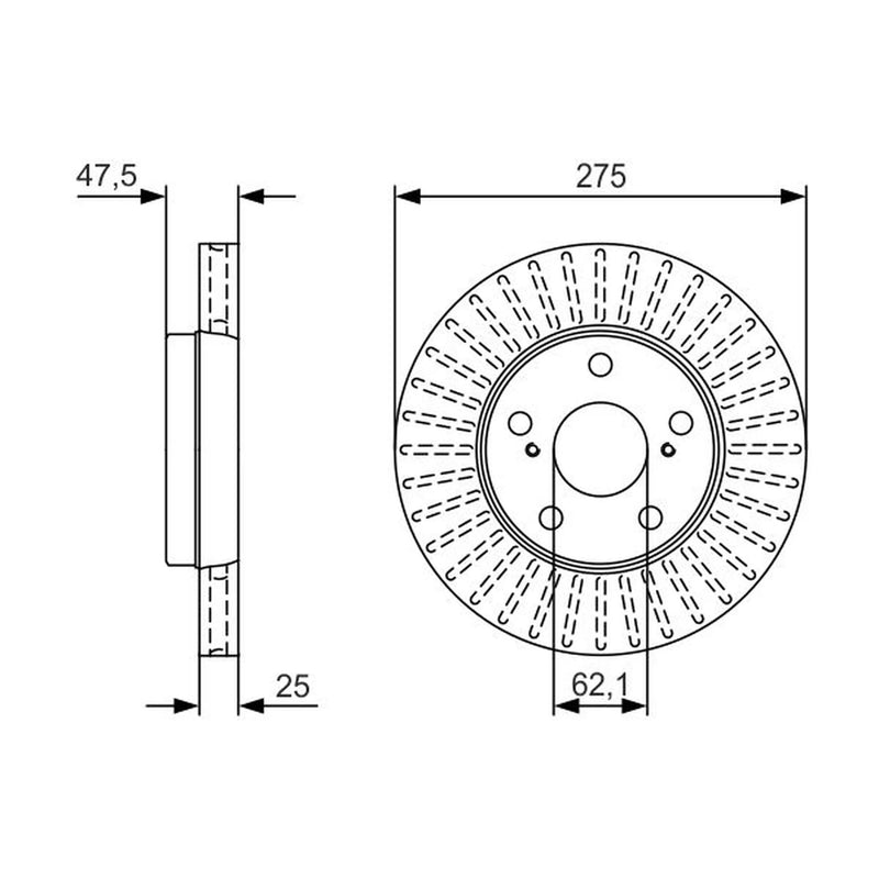 Bosch 2 x Vented Brake Discs
