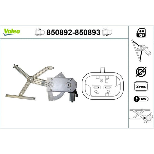 Valeo Electric Window Regulator Lifter Right Front 850893