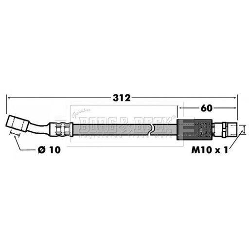 Borg & Beck Brake Hydraulic Hose Line Front Right BBH6747