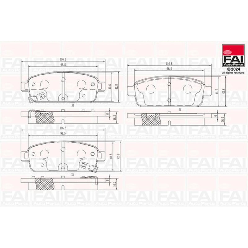 FAI Rear Brake Pad Set fits Chevrolet Aveo 2013 on 1.4