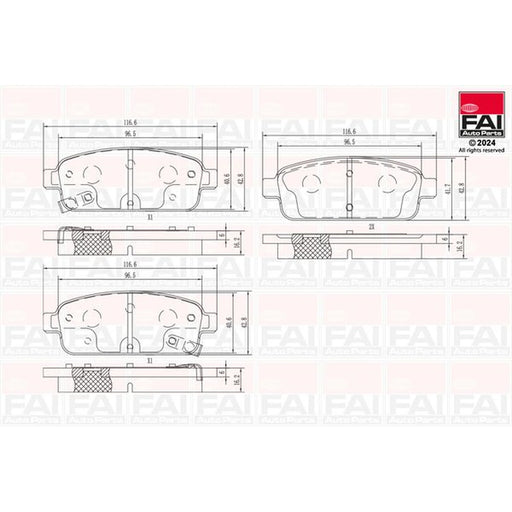 FAI Rear Brake Pad Set fits Chevrolet Aveo 2013 on 1.4