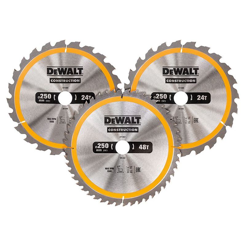 Dewalt Power Tools DT1964 Construction Circular Saw Blade 3 Pack 305 x 30mm x 24T/48T/60T DeWALT Power Tools - Dynamic Drive