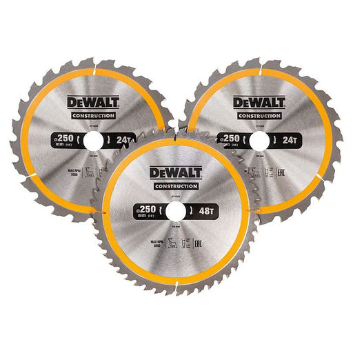 Dewalt Power Tools DT1964 Construction Circular Saw Blade 3 Pack 305 x 30mm x 24T/48T/60T DeWALT Power Tools - Dynamic Drive