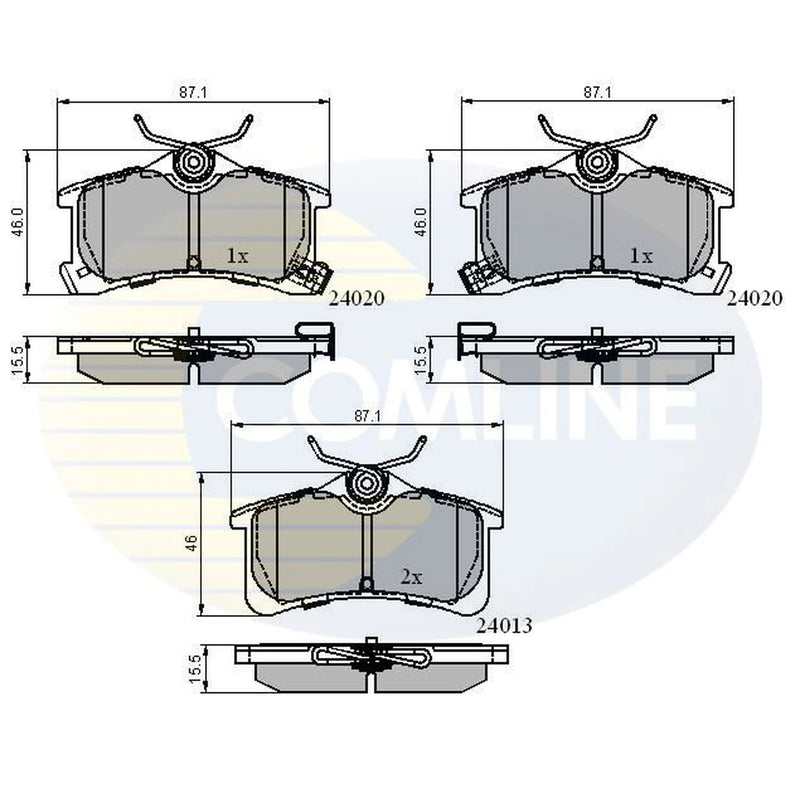 Comline 4 x Rear Brake Pad Set fits Toyota Avensis 1997-2003 1.6 1.8 2.0