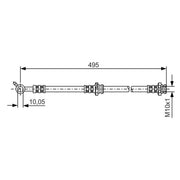 Bosch Brake Hydraulic Hose Line Rear Right fits Nissan X-Trail I 2001-2013