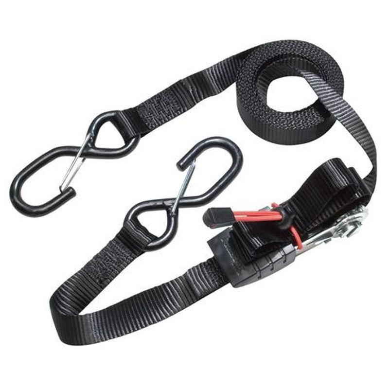 Masterlock Ratchet Tie Down S Hook 4.25m x 25mm Black (Pair) Masterlock - Dynamic Drive