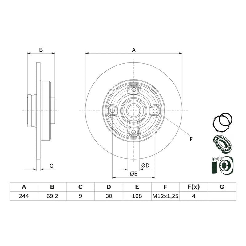 Bosch Front & Rear Brake Discs & Pads fits Citroën C4 Cactus 2014-2019 1.2 1.6