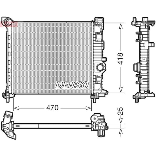 Denso Engine Radiator fits Opel Meriva B 2010-2015 1.3 1.7